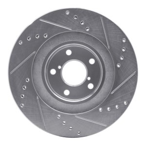 Saab 9-2X Brake Rotor (1) - Front Left - R1 Concepts - Drilled & Slotted - Silver - `01-`08